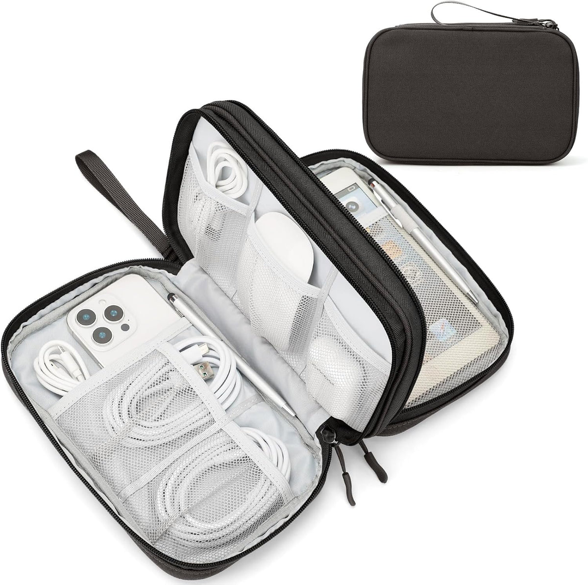FYY Electronic Organizer, Travel Tech Pouch Bag, Large, Coffee