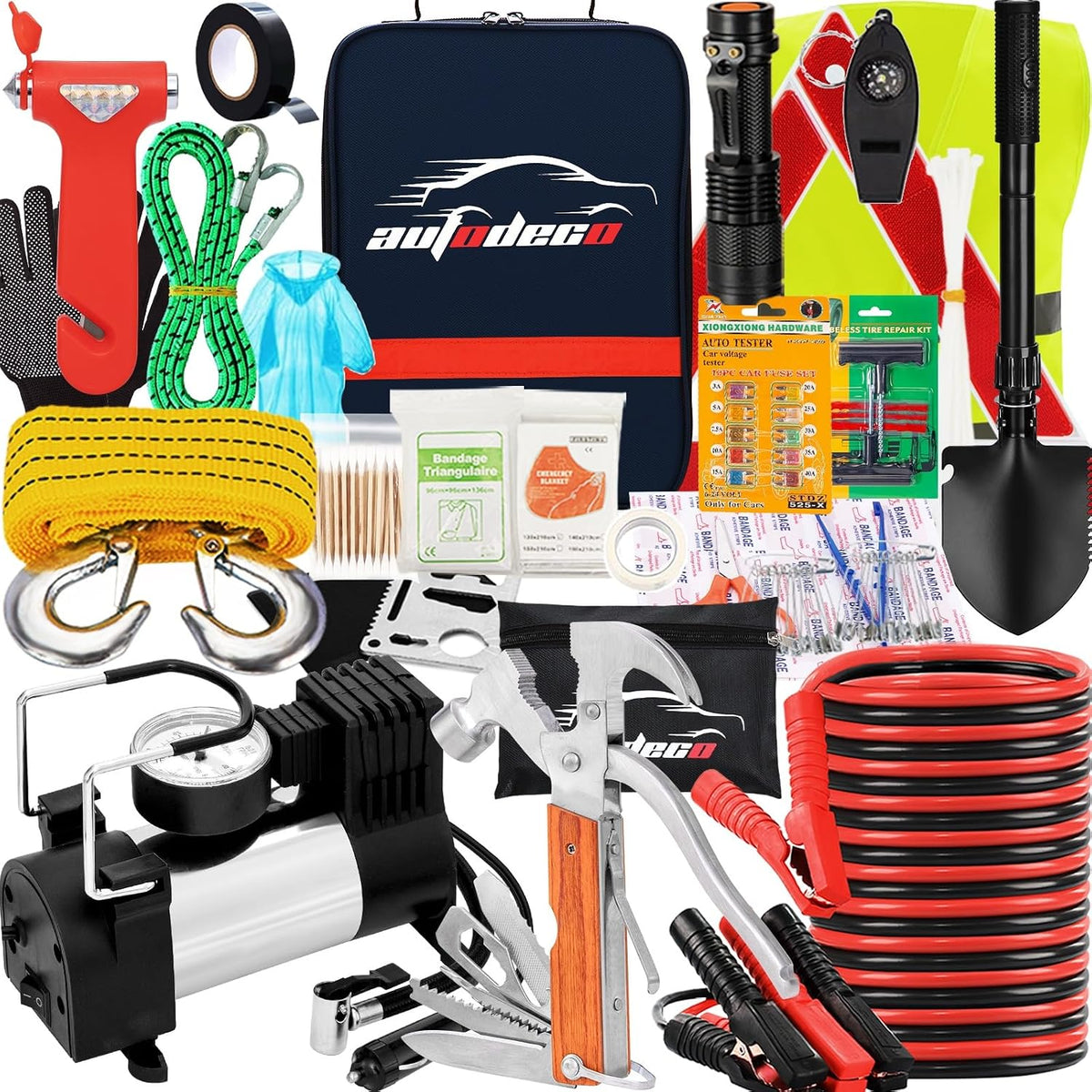 Roadside Emergency Car Kit for Vehicles 95 Pieces