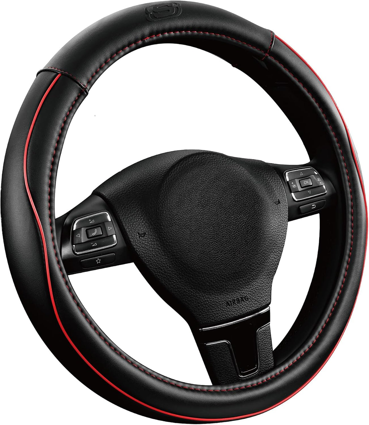 Skechers Memory Foam Steering Wheel Cover,Piping Microfiber Leather Steering Wheel Cover Sporty Universal Fit 14" 1/2-15" Car Wheel Protector for Men Women Fit Suvs,Vans,Sedans,Car,Trucks,Blue