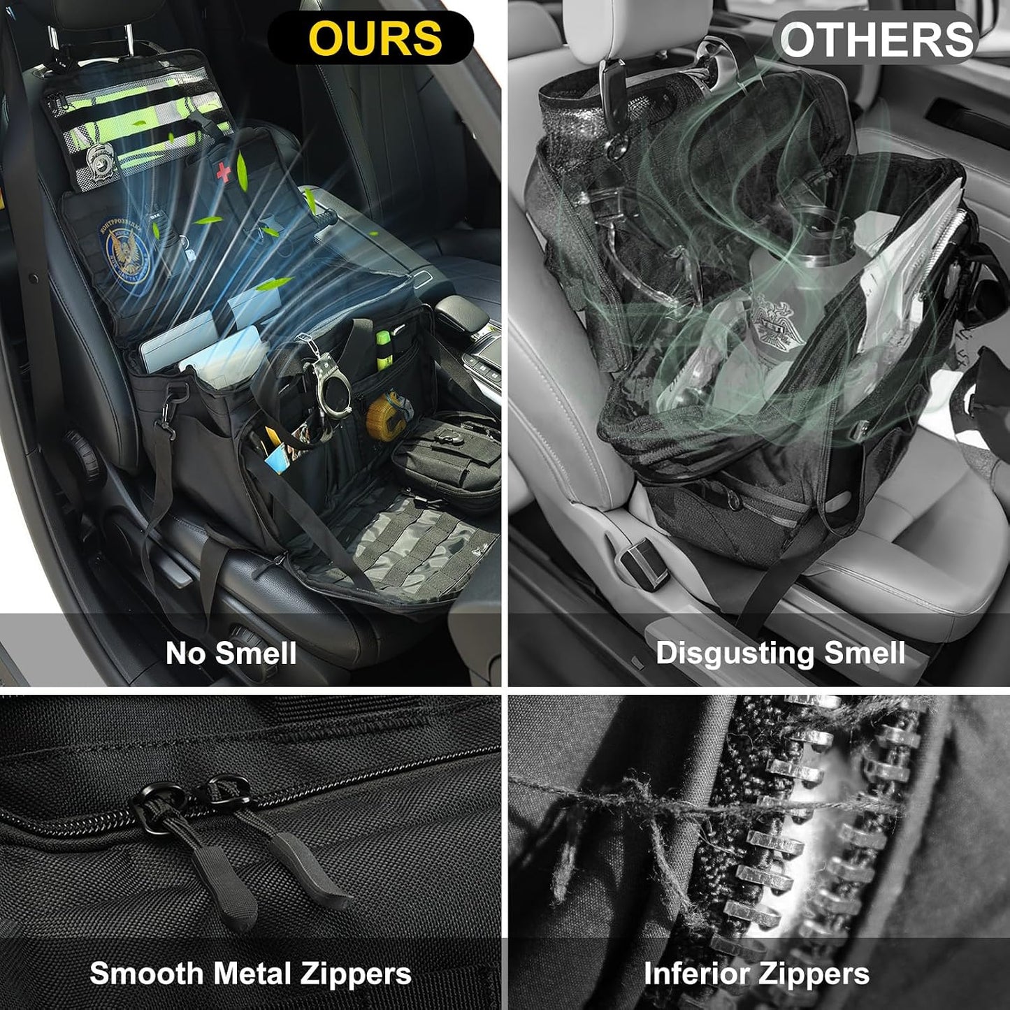 Patrol Bag Law Enforcement,Police Gear Bag with MOLLE System and Cup Holders,Hanging Car Front Seat Organizer,Multiple Compartment Tactical Officer Duty Bags,Police Car Accessories for Passenger Seat