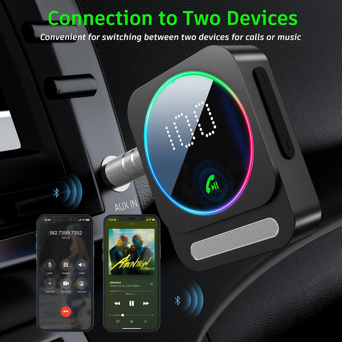 SONRU Bluetooth 5.3 Receiver for Car, Wireless Audio Adapter for Car/Home Stereo/Wired Headphones/Speaker, Bluetooth Aux Adapter, Dual AUX Outputs, RCA AUX 3.5mm Music Receiver