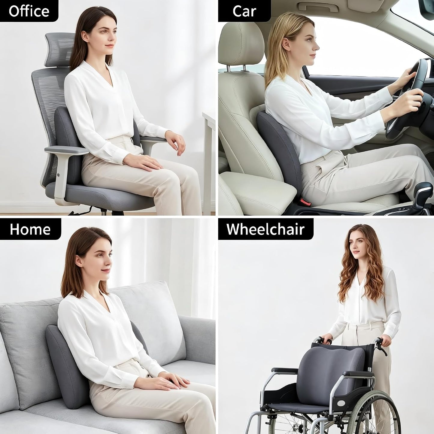Lumbar Support Pillow Memory Foam Back Cushion for Sciatica & Lower Back Pain Relief Orthopedic Posture Corrector for Office Chair Gaming Chair Car Seat Breathable Washable Dark Gray