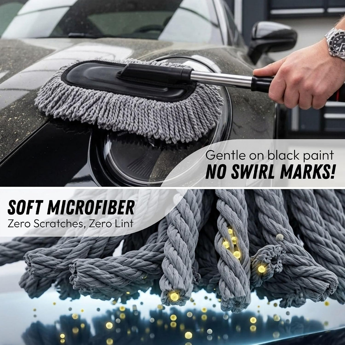 Microfiber Car Duster Scratch-Free, Car Dust Brush for Exterior Cleaning