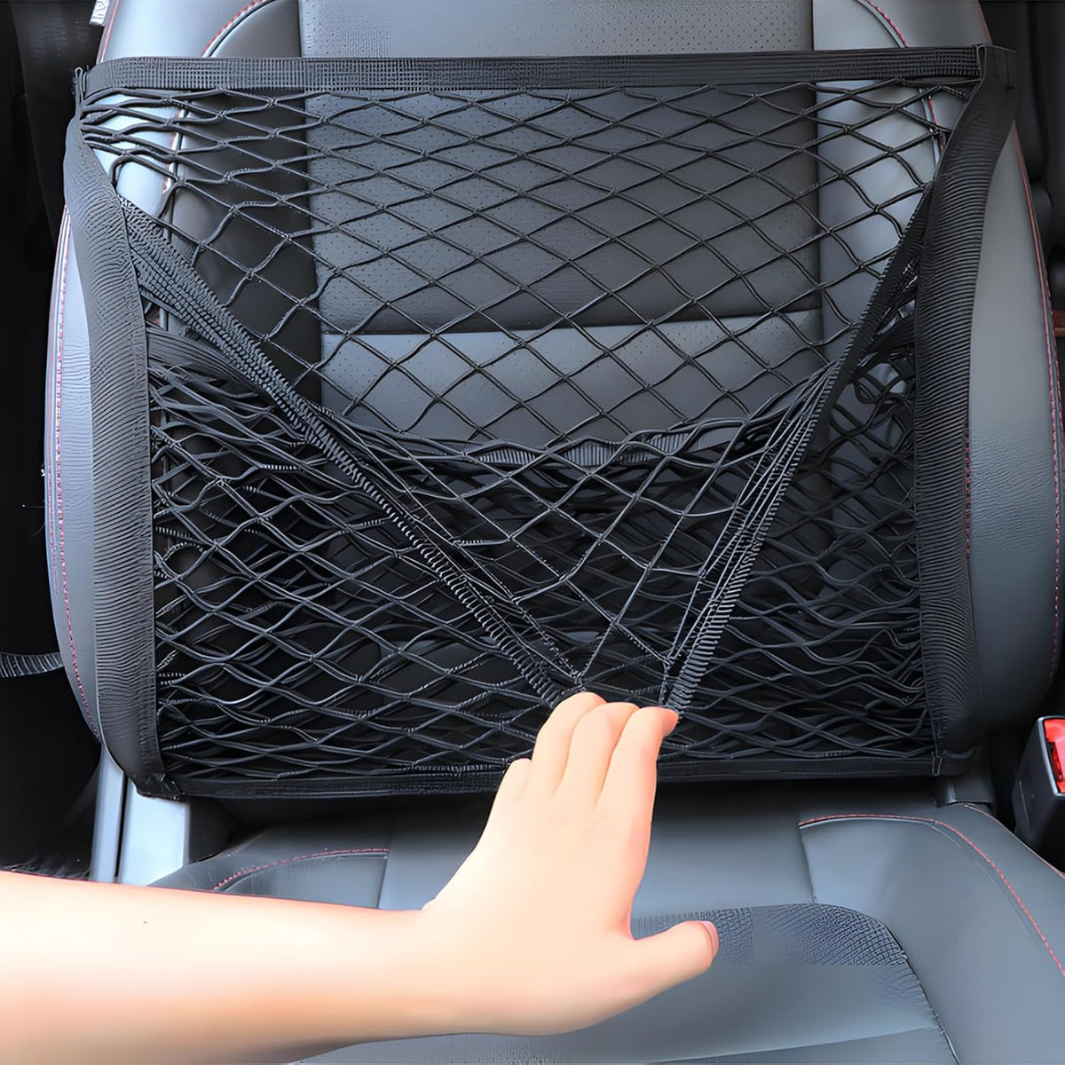 Car Seat Organizer Net, Double-Layer Passenger Seats Net,Front Organizers