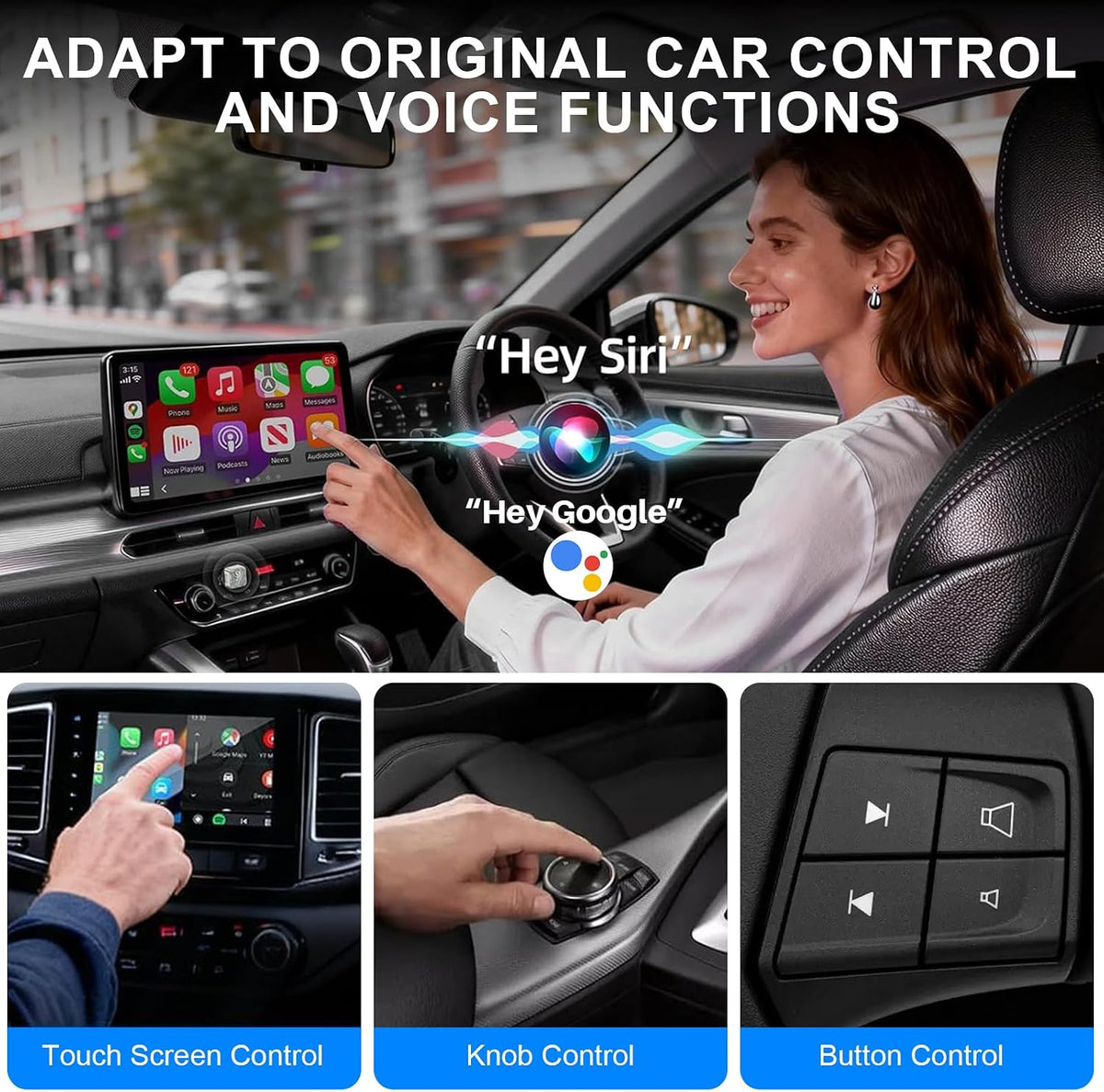 DUAIU Wireless CarPlay Adapter for iPhone & Android Auto – Mini Plug & Play Car Play No Delay, Dual-Band 2.4G/5G, Auto Reconnect, Converts Wired to Wireless for 2018+ Cars, USB-A & USB-C