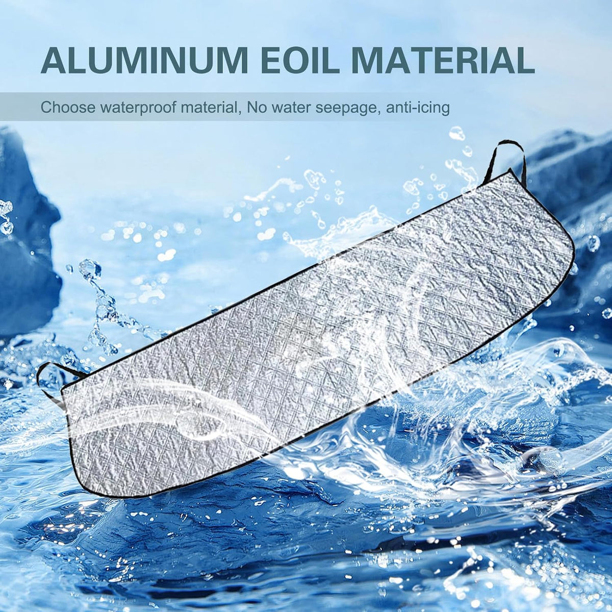 Car Front Windshield Rain Trough Protection Cover, 66.9" x 17.7" Multifunctional Windshield Cover, Sunscreen/Snow Protection/Leaf Protection, Four-Season Universal Protective Covers(Silver)
