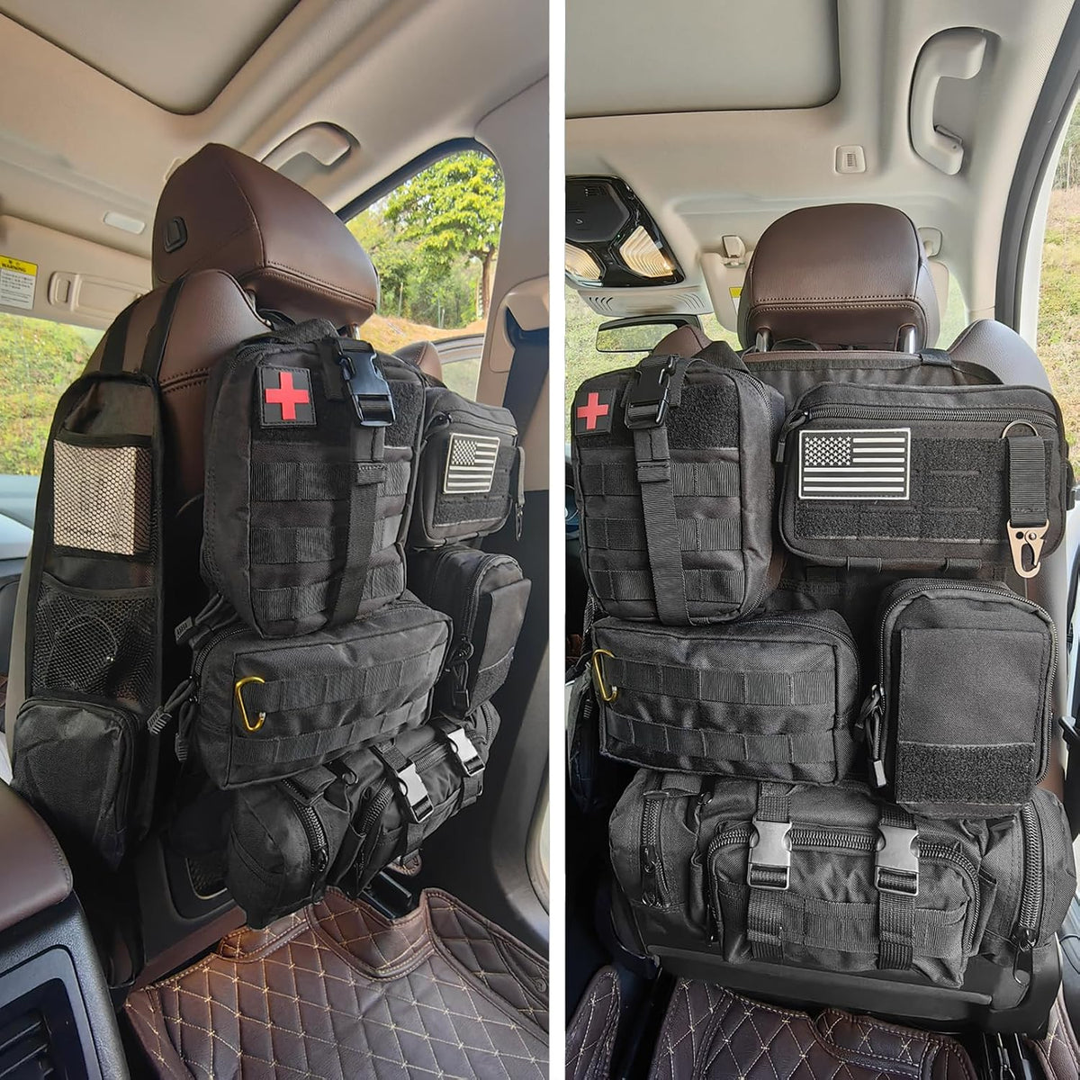 7 PACK Tactical Seat back organizer Truck organizer With 6 Detachable Pouches Universal For Car Truck Ford Jeep Military-Grade Heavier Panels With Multi-functional Packs (7-PACK-Upgrade)