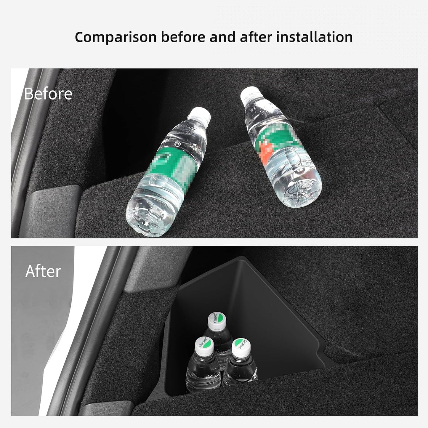LUCKEASY 2PCS Trunk Storage Bins for Tesla Model Y 2022-2024 Gigafactory | Not Fit Juniper 2025+, Not Fit Fremont Builds, Trunk Organizer With Lids, Trash Cans, Car Accessories, TPE, Black