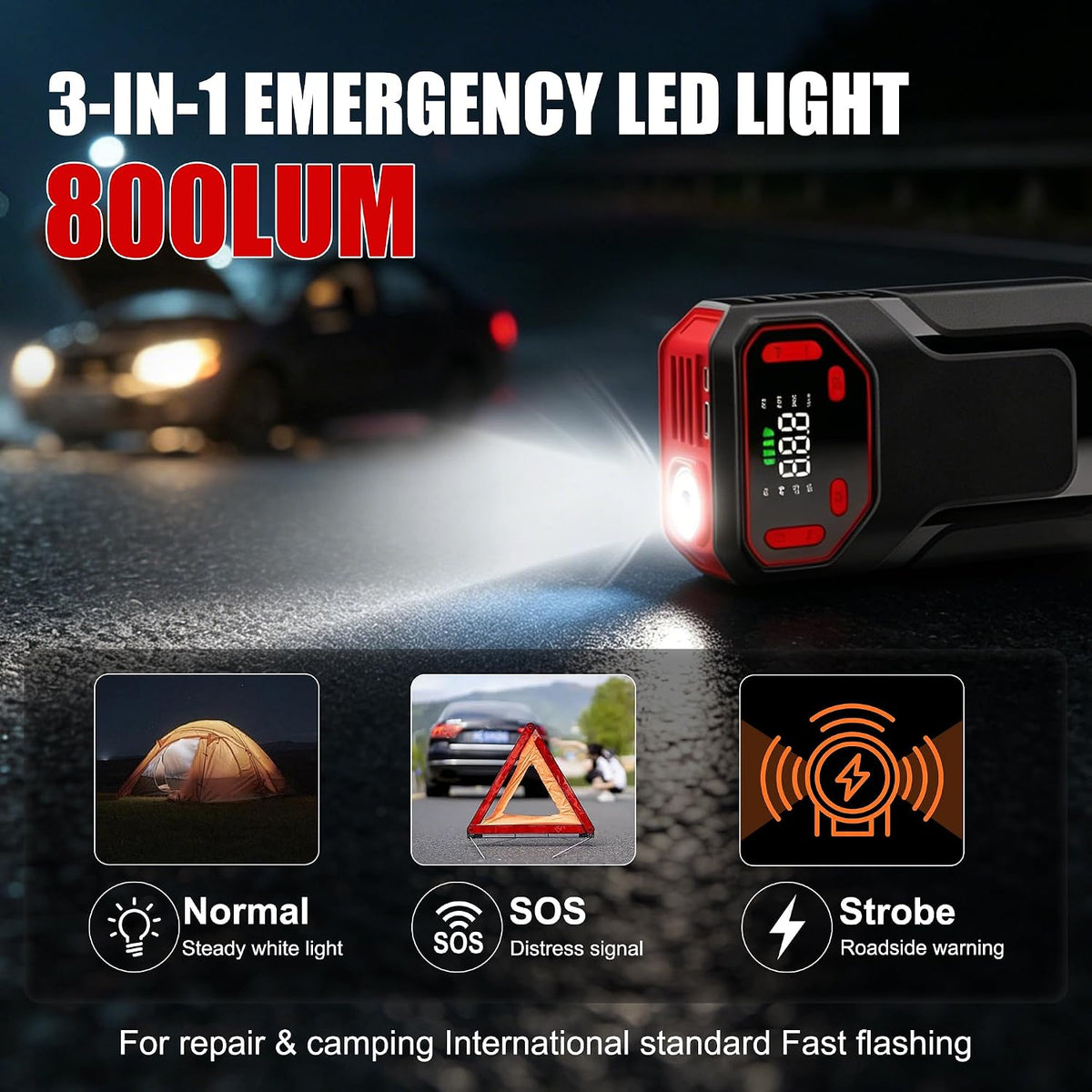 Car Jump Starter 2000A with Air Compressor
