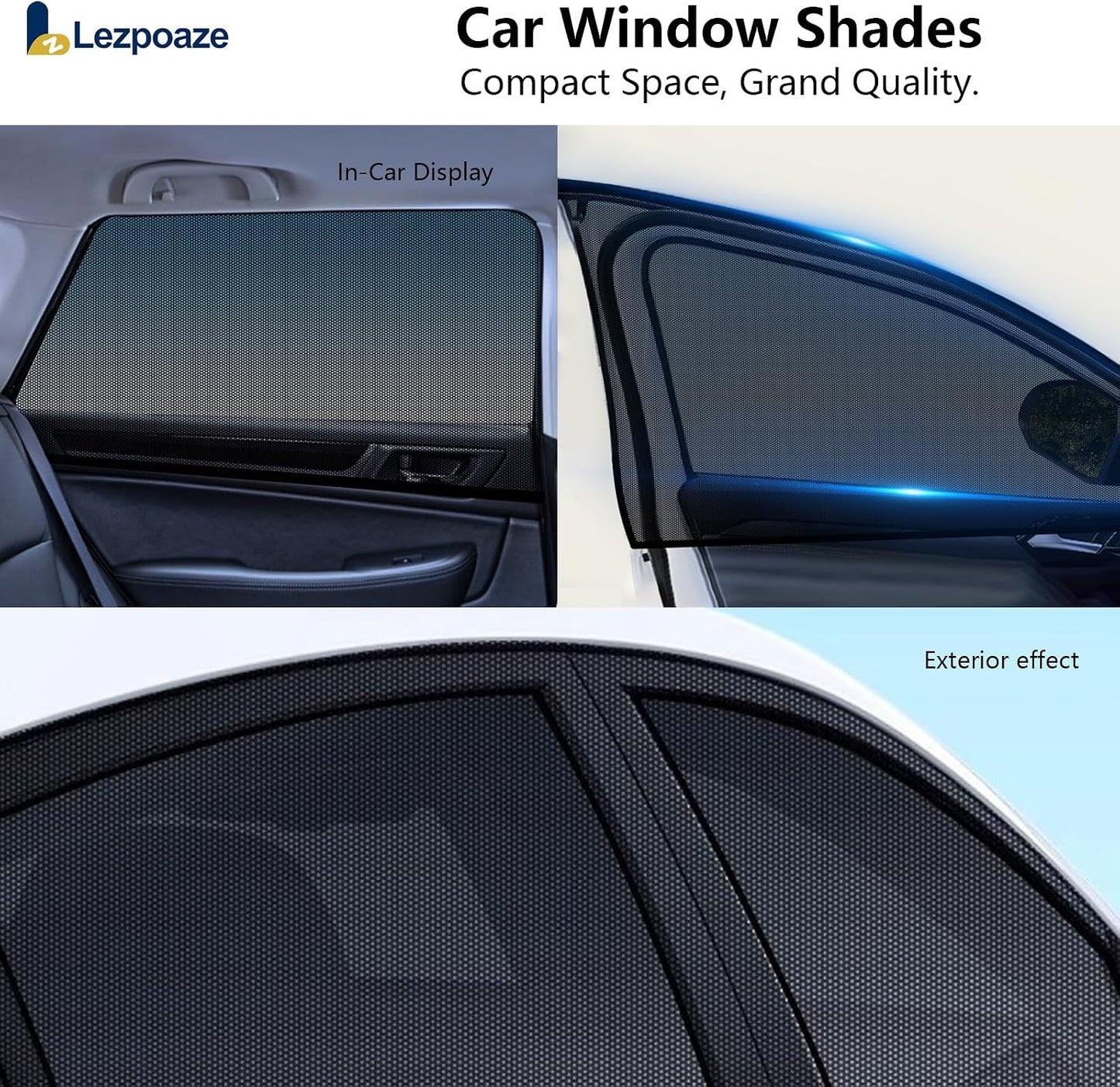 4-Pack Car Window Shades with Insect Screen, UV Blocking & Breathable Mesh, Universal Fit for 96% Cars, for Baby Kids Travel Camping, Heat Insulation & Privacy Protection
