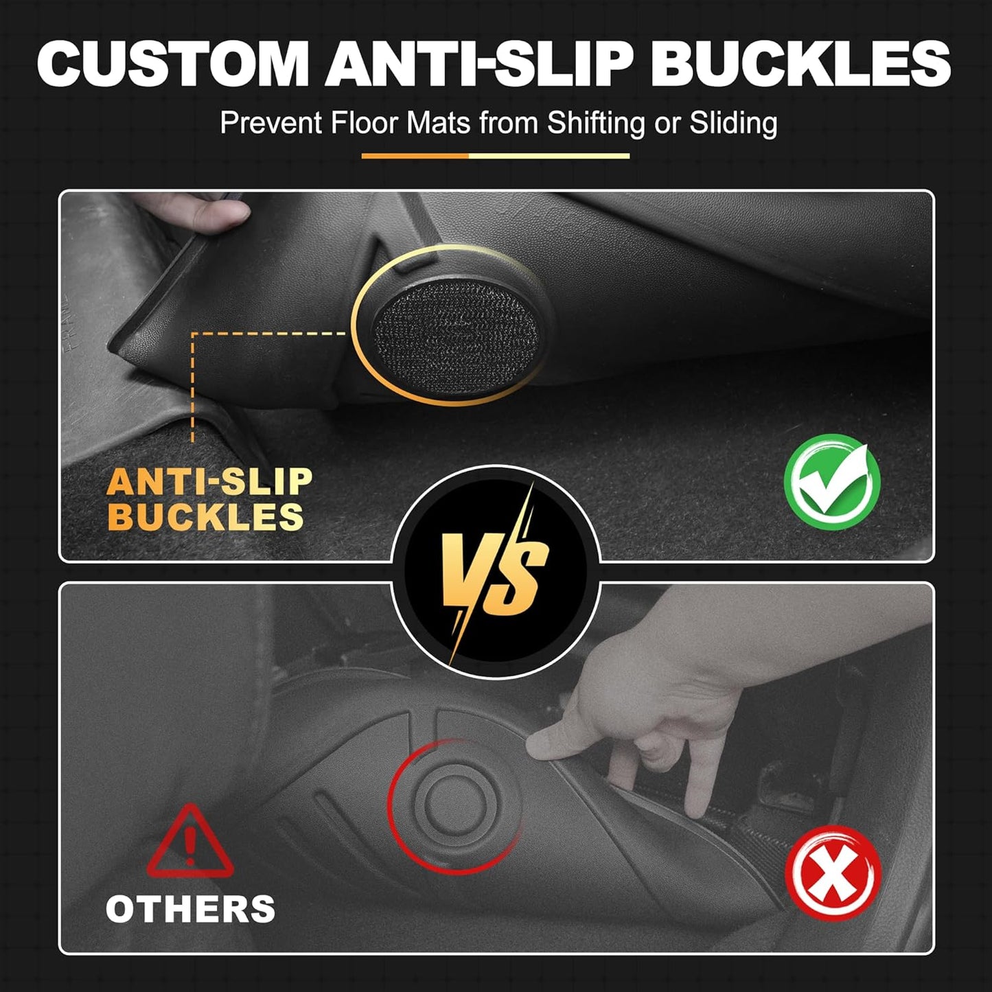 Floor Mats for Toyota RAV4 2019-2025 (Not for Hybrid or 2026) 1st & 2nd Row | Custom Fit. All-weather Protection. Easy to Clean. Waterproof. Odorless. Heavy Duty. Black.