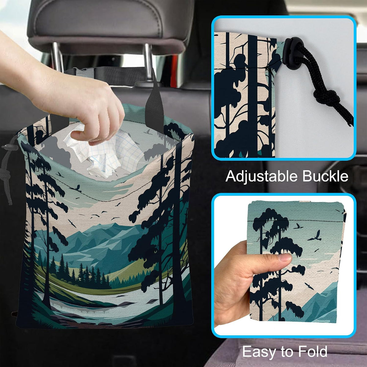 Car Trash Can Waterproof Garbage Bag Hanging for Car Back Seat