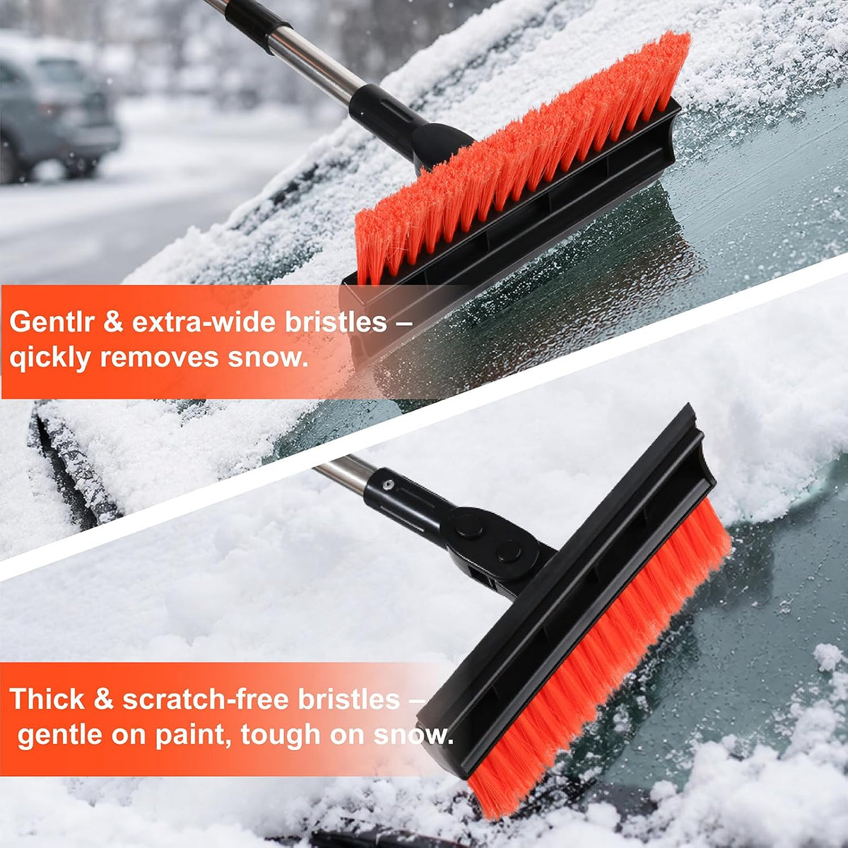51" Car Ice Scraper and Snow Brush with Foam Grip,3-in-1 Ice Scrapers for Car Windshield, Effortless Winter Vehicle Maintenance Extension for Cars, Trucks, and SUVs