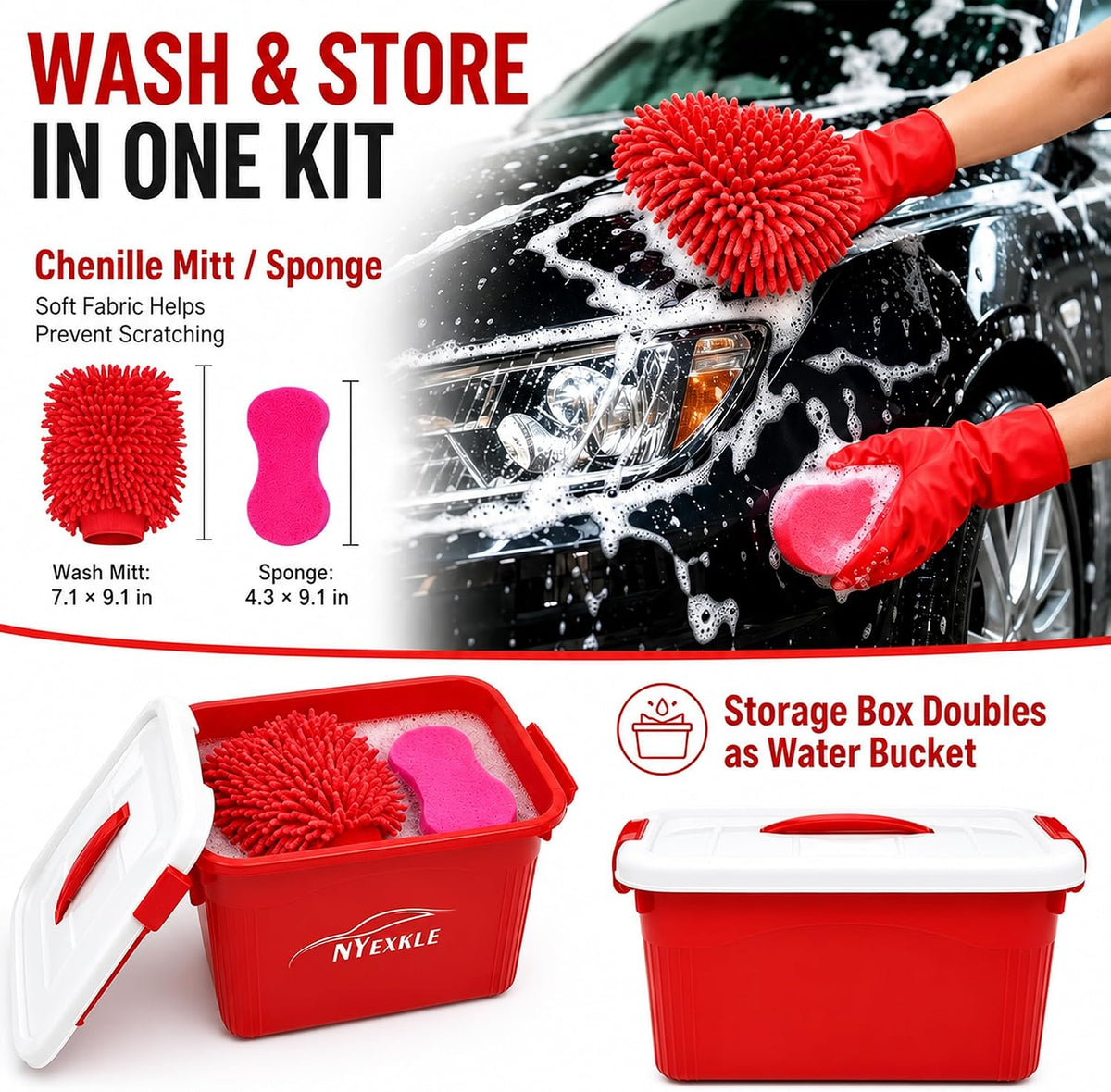 Car Detailing Kit, 20Pcs Car Cleaning Brushes ＆ Extra Large Drying Towel