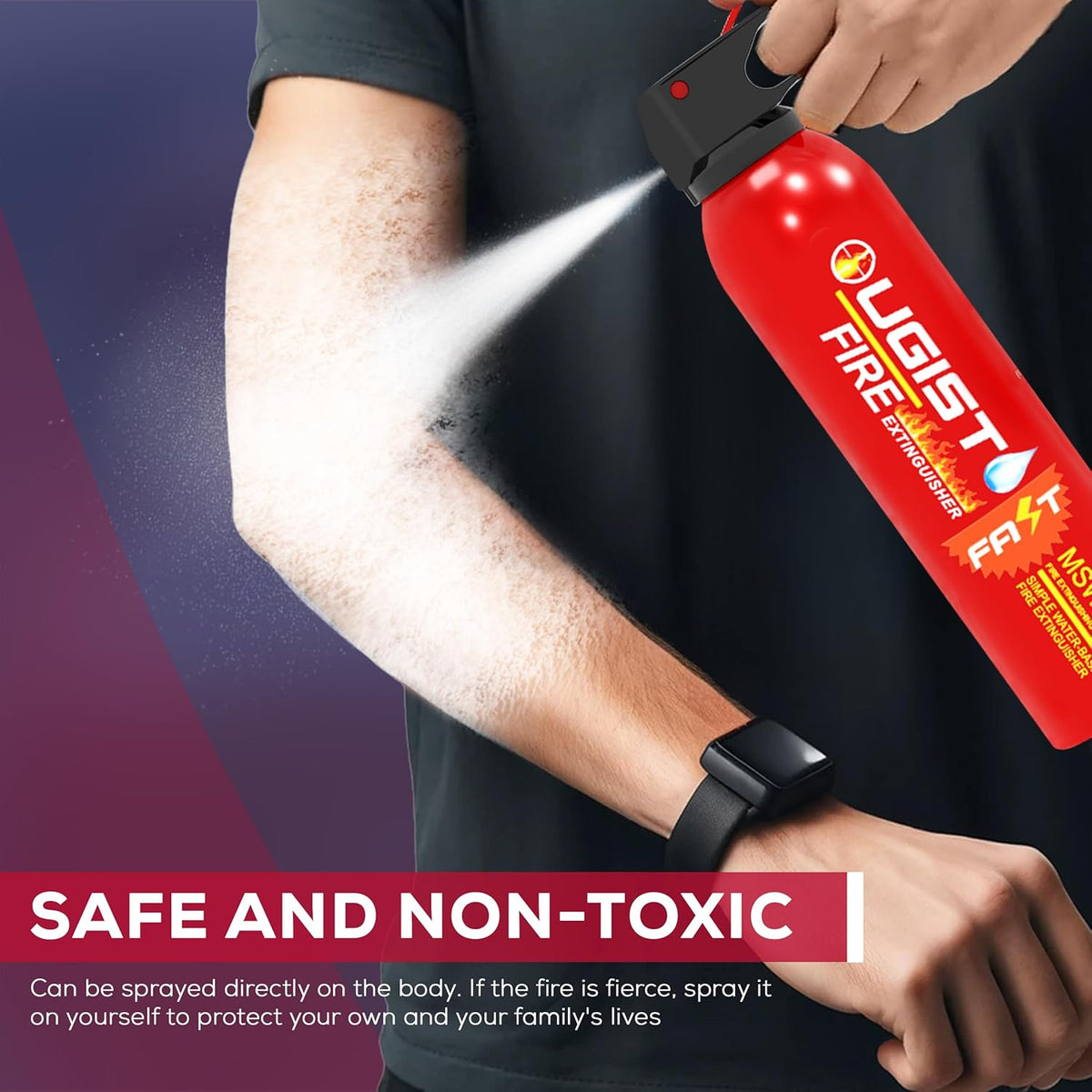 Multipurpose Fire Extinguisher (4 Pack, 21oz Each) with Wall Mount Bracket, Water-Based Foam No Residue, for Kitchen Grease & Electrical Fires, Portable Small Extinguisher for Home, Vehicle & Office