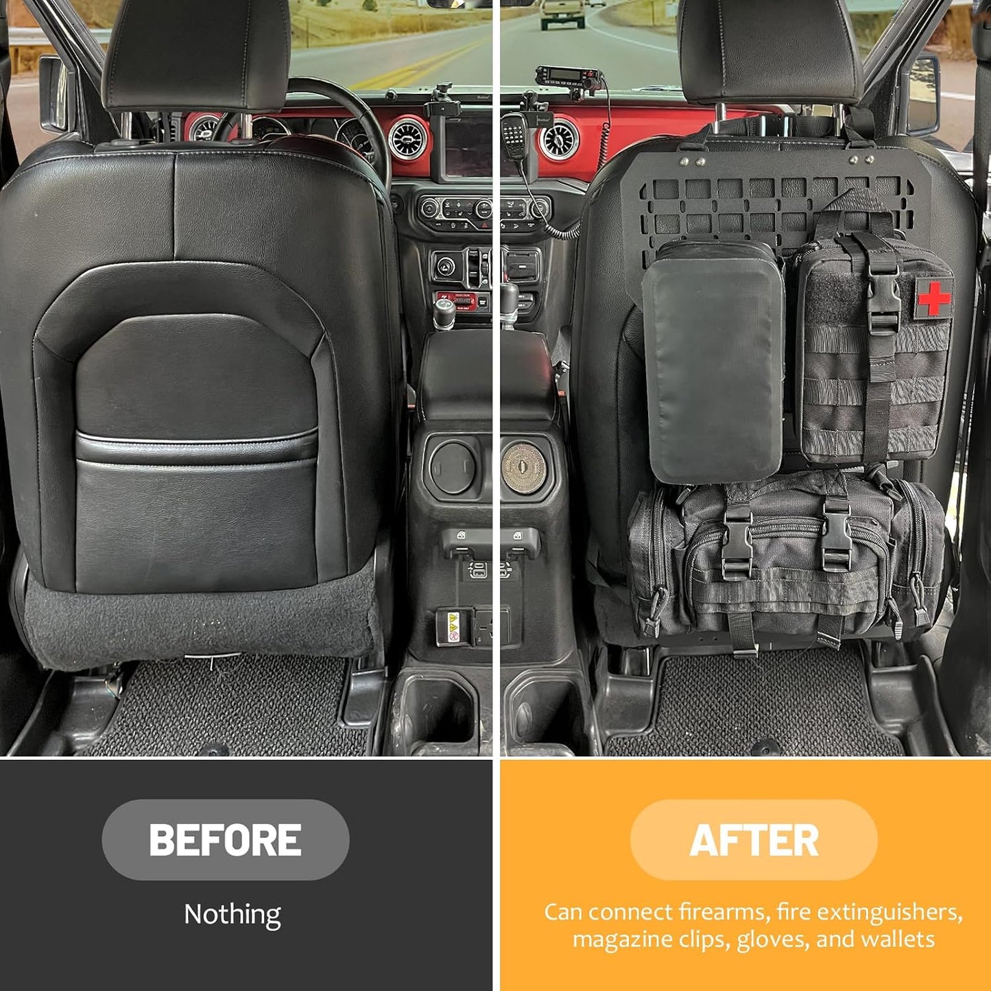 Tactical Truck Organizer with MOLLE Panel and 3 Storage Bags - Modular Tailgate Panel Vehicle Seat Cover