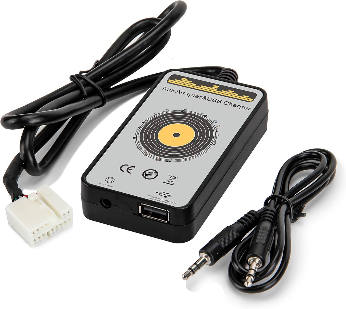 Car Audio AUX Input Adapter with 5V USB Charging Port for Honda