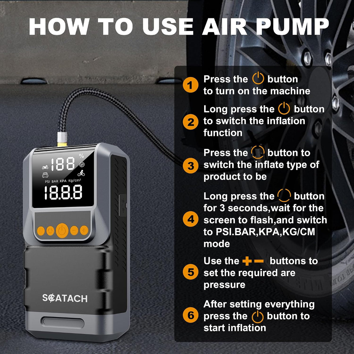 Jump Starter with Air Compressor, 8000A 150PSI Car Battery Jump Starter
