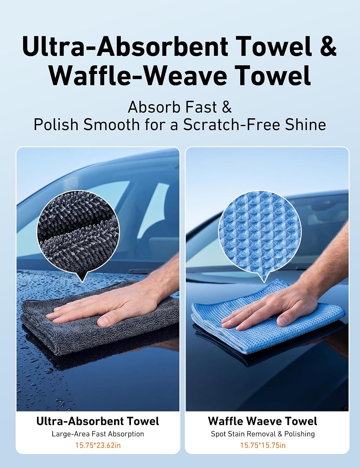 AstroAI 10pcs Car Windshield Cleaner Kit with 32" Extendable Handle