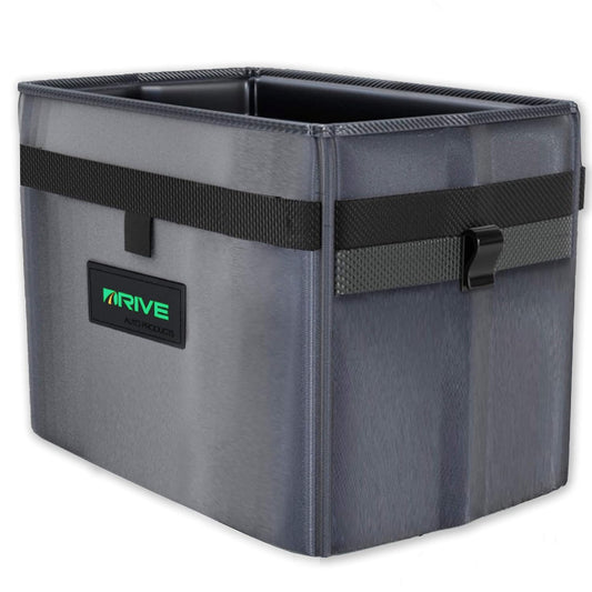 Drive Auto Car Trash Can - Leakproof, Hanging Garbage Bin with 20 Trash Bags and Black Adjustable Strap - Truck & Car Accessories for Men and Women - Grey with No Lid