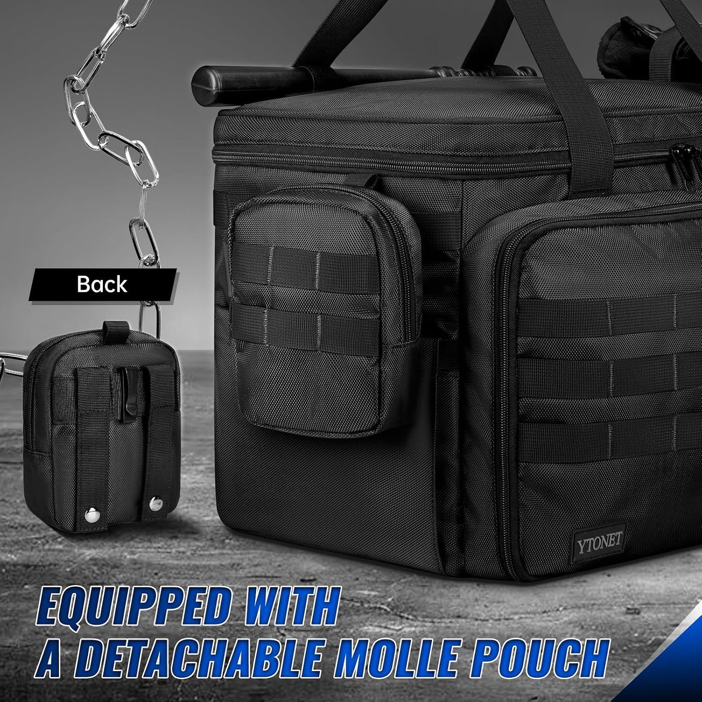Patrol Bag Law Enforcement, Extra Large Police Gear Bag for Car Front Seat Organizer with a MOLLE Pouch & 15.6In Laptop Layer, Multiple Compartments Police Duty Bags Fit Passenger Seat, Pure Black