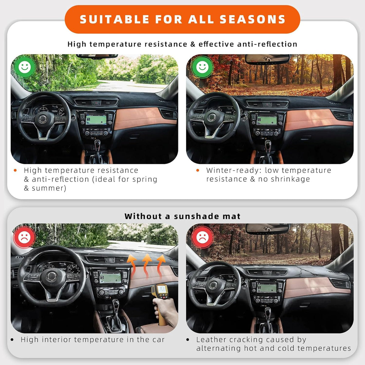 Dashboard Cover Dash Mat Fit for Chevy Malibu 2023-2016 (Without HUD Models),Car Dash Board Mat Anti-Glare Carpet,Non-Slip Pad Sunshield Protector (Black)