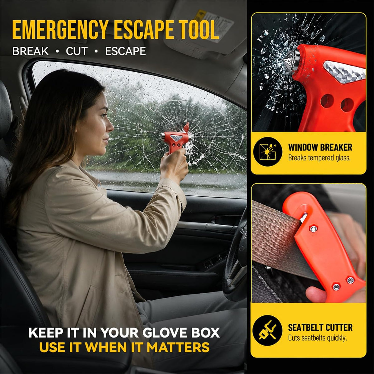 Car Emergency Safety Kit Bag with Portable Air Compressor for Vehicles