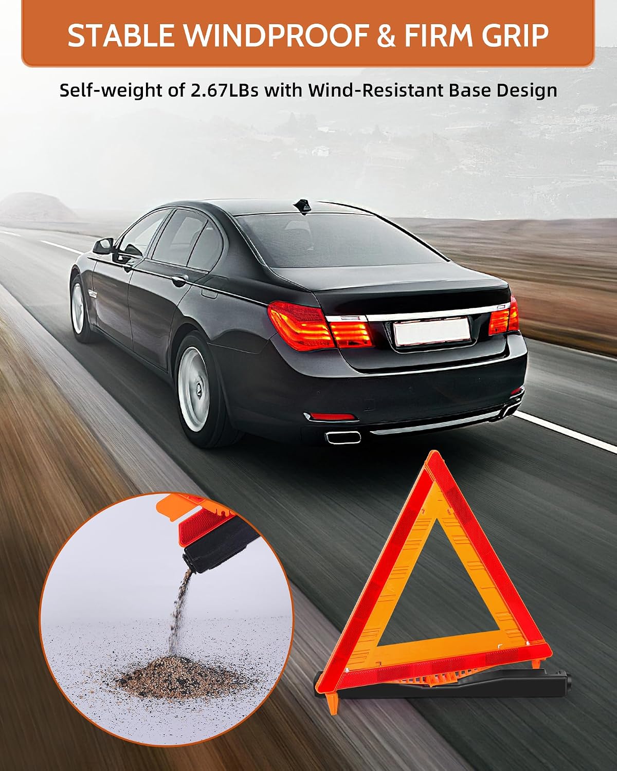 Noone 3 Pack Safety Triangles DOT Approved
