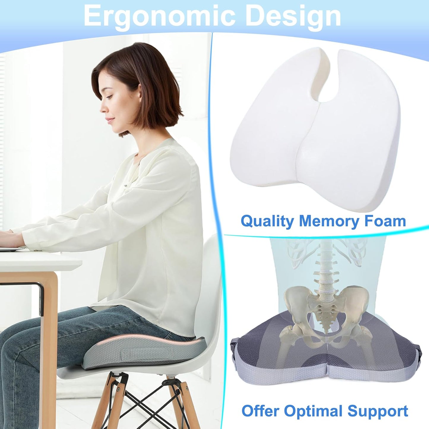 Travel Seat Cushion For Airplane, Small Foldable Hemorrhoid Pillow | Compact Airplane Seat Cushion For Long Flights, Travel Essentials For Comfort, Seat Cushion For Sciatica Pain Relief