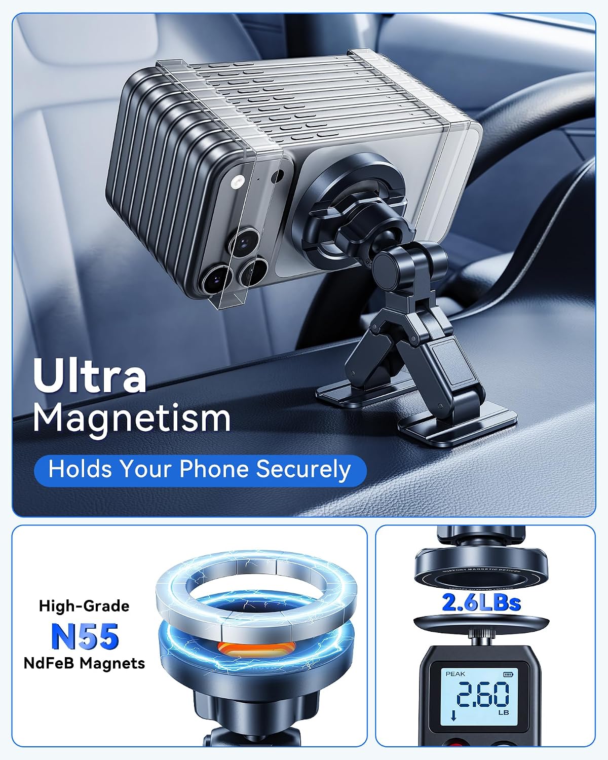 Car Phone Holder for Magsafe Dashboard Car Mount Strong Magnetic