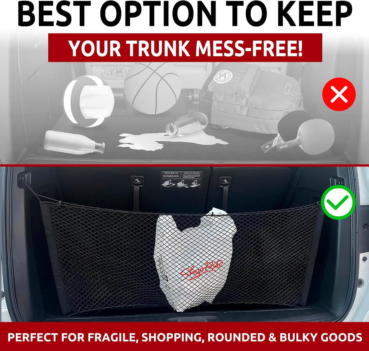 Envelope Style Automotive Elastic Trunk Cargo Net for Honda Odyssey 2018-2025 - Premium Trunk Organizer and Storage - Luggage Net for Minivan - Best Car Organizer for Honda Odyssey