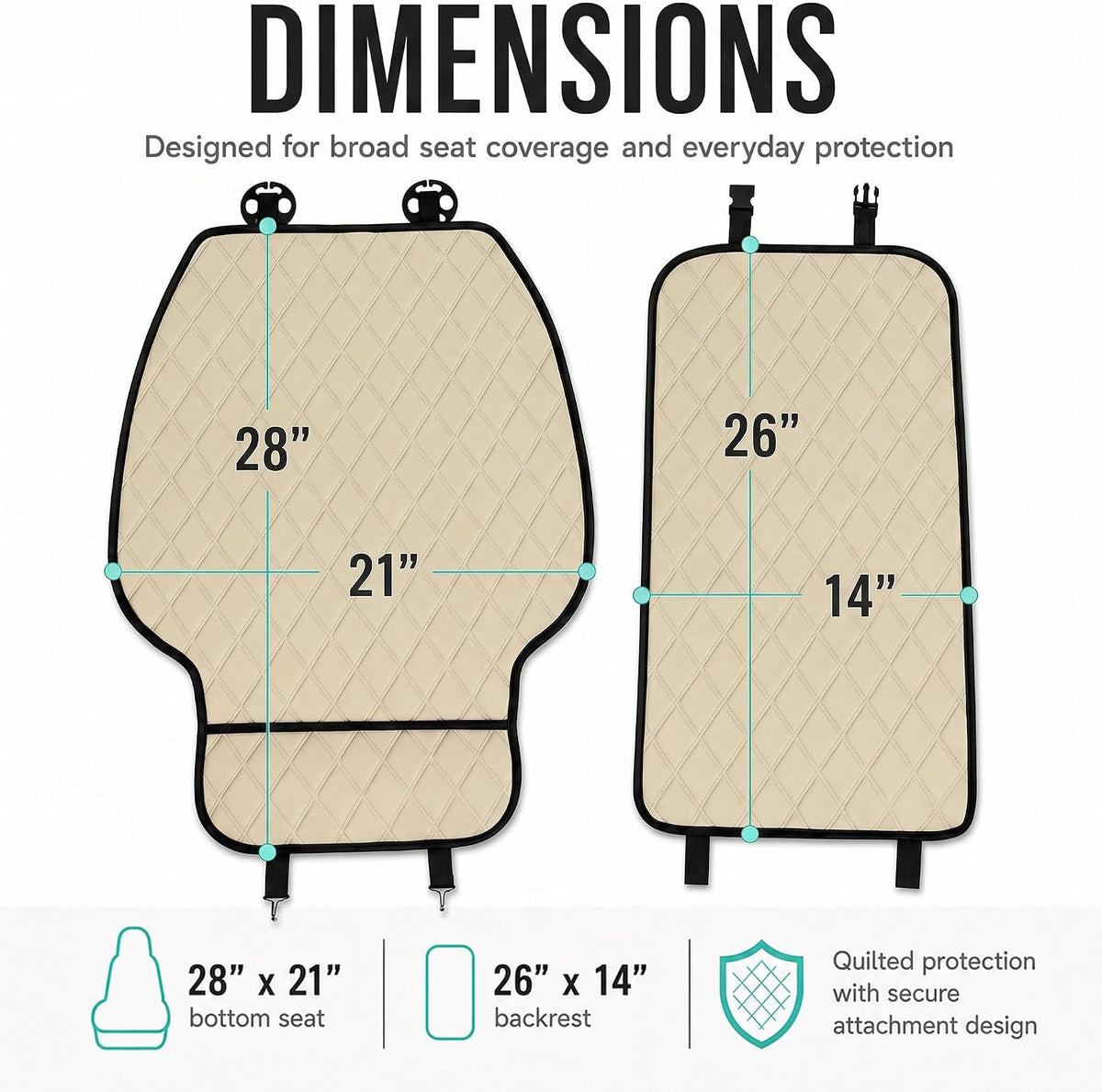 FH Group Car Seat Cushion – Neosupreme Single Front Seat Cover with Front Pockets, Airbag Compatible, Universal Fit Car Seat Cushion for Driver or Passenger Seat, SUV, Truck, Sedan & Van – Beige
