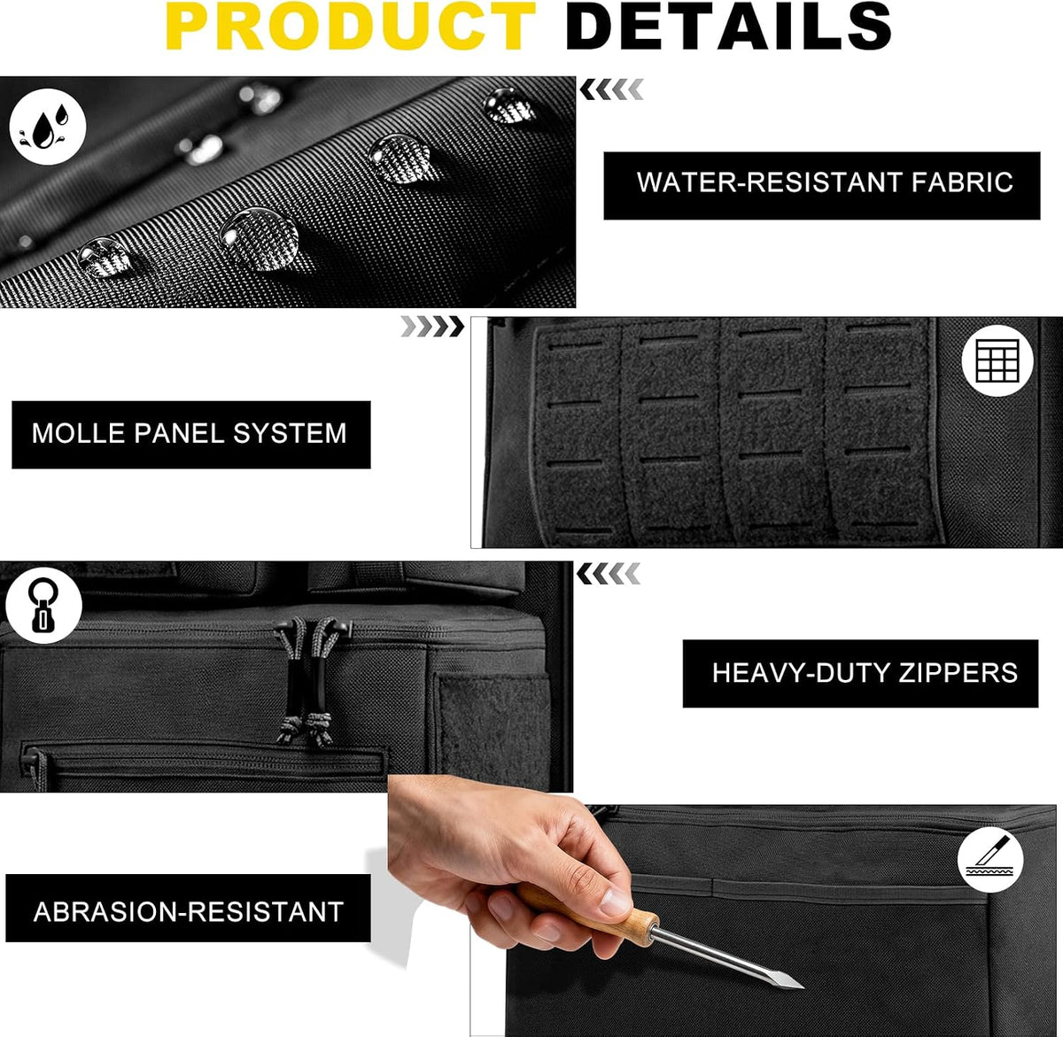 Universal Car Seat Back Organizer with 7 Storage Pockets, Black