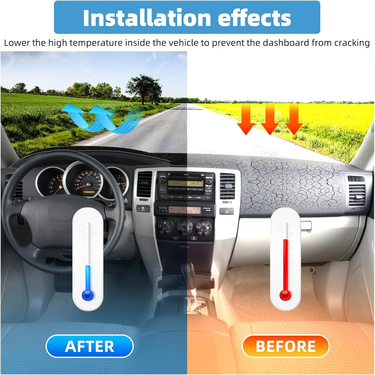 Dash Cover Mat Compatible with Toyota 4Runner 2003-2009 Non-Slip Dashboard Cover Mat Sunshade UV Rays Protector Interior Accessories