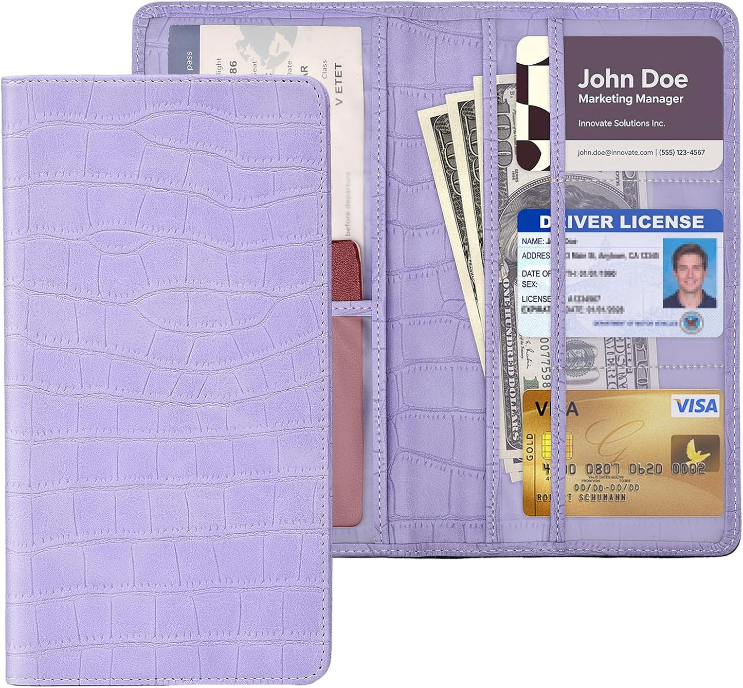 Car Registration and Insurance Holder, Purple Vehicle Glove Box Car Organizer with Magnetic Closure for Documents, Cards, License Car Organization, 1 Pack