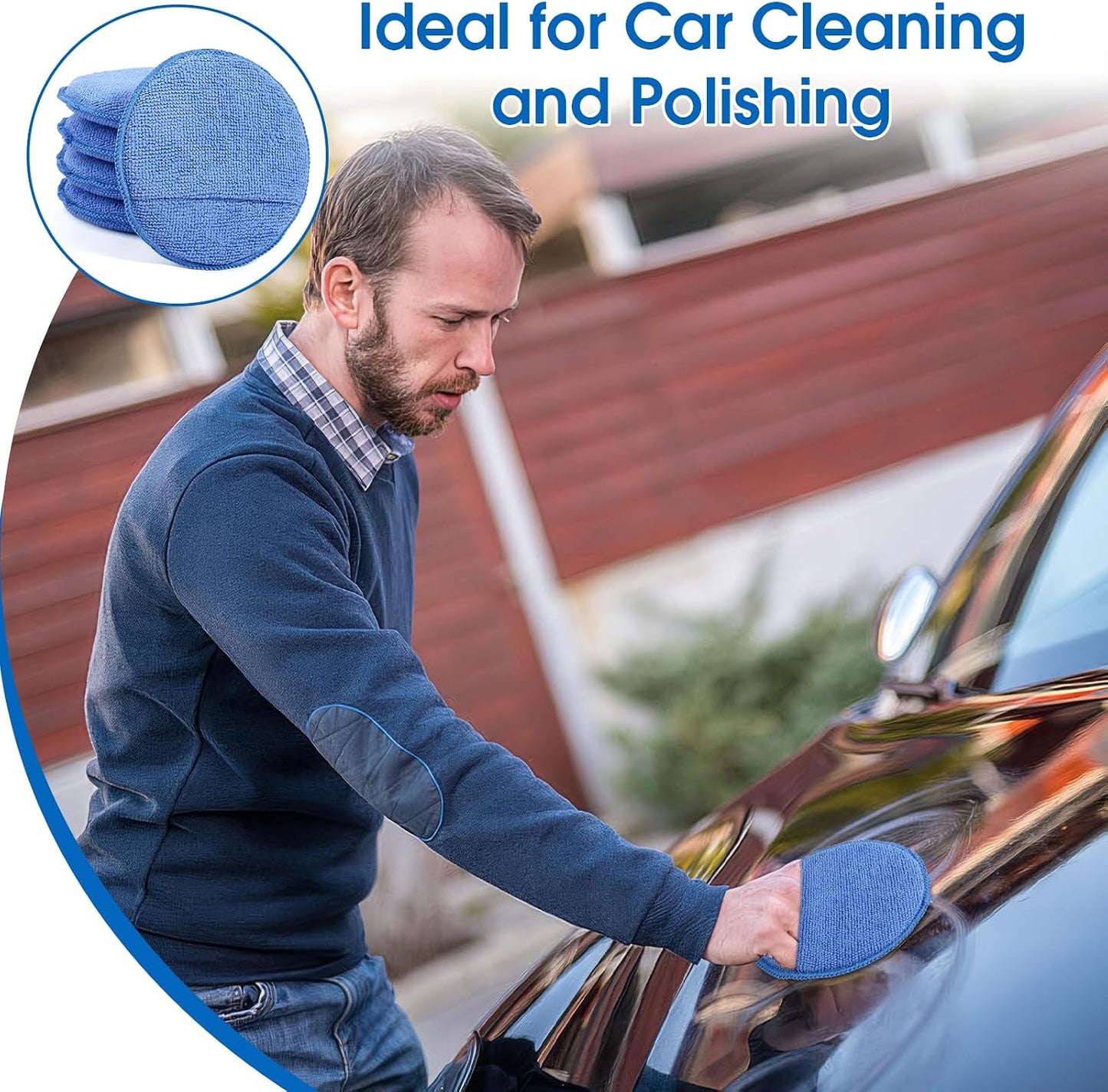 10 Pack Wax Applicator Pads, Microfiber Applicator Pad with Finger Pocket, Foam Car Wax Applicator Pad for Car Cleaning and Polishing (Blue)