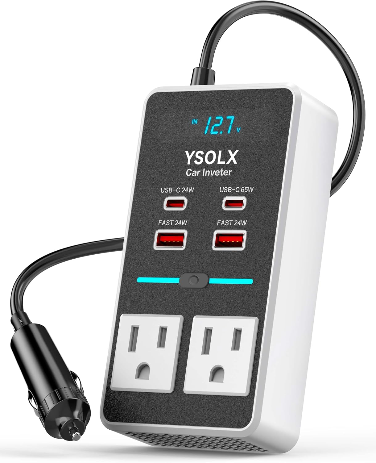 300W Portable Charger Car Power Inverters for Vehicle | 24W USB A/C,Dual 12V-110V AC Car Plug Adapter Outlet,Cigarette Lighter Adapter for Laptop/Camping/Road trip essentials