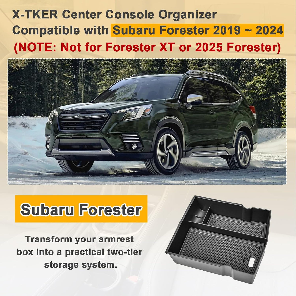 Center Console Organizer Tray for 2019-2024 Subaru Forester