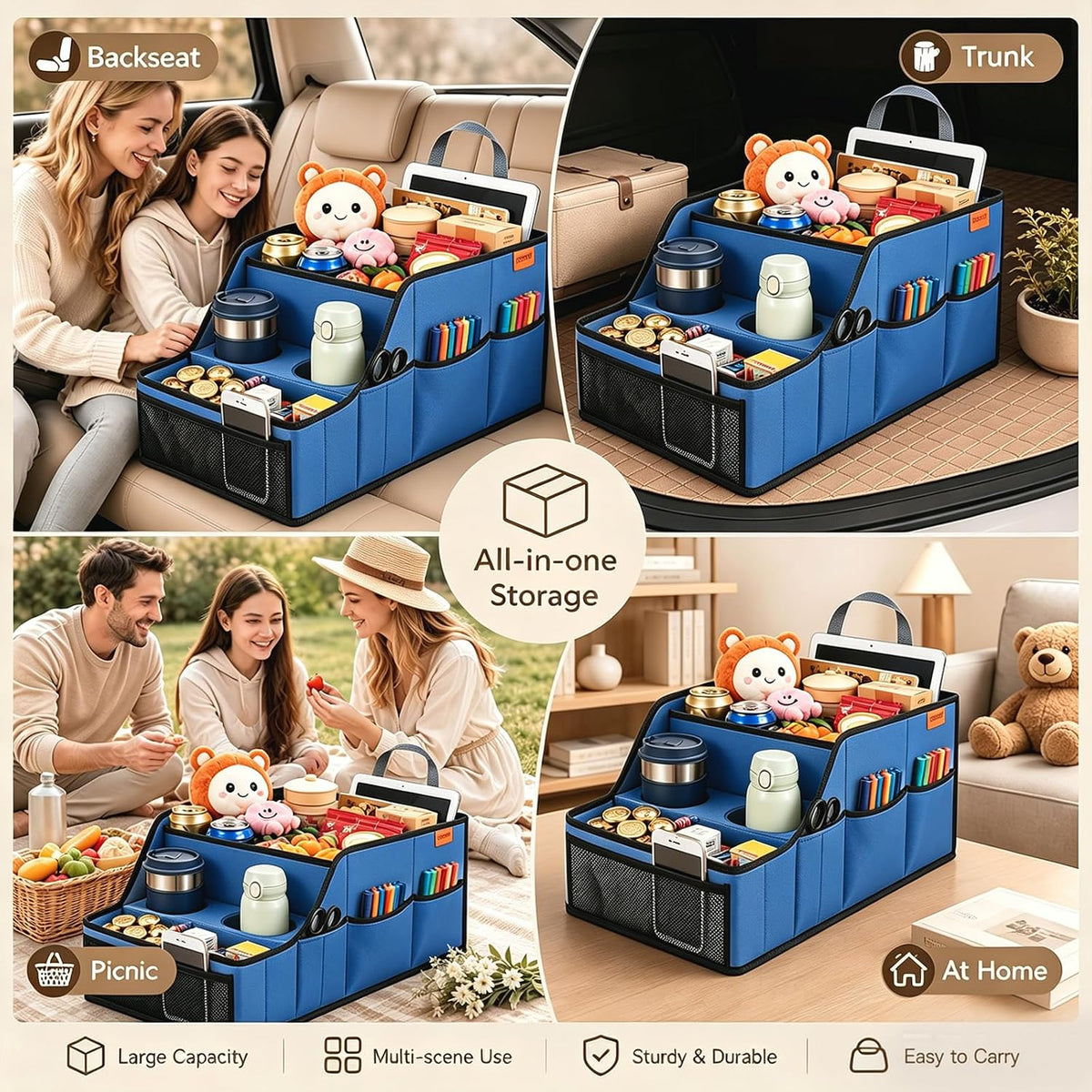 Car Seat Organizer Back Front Captains Seats Storage Travel