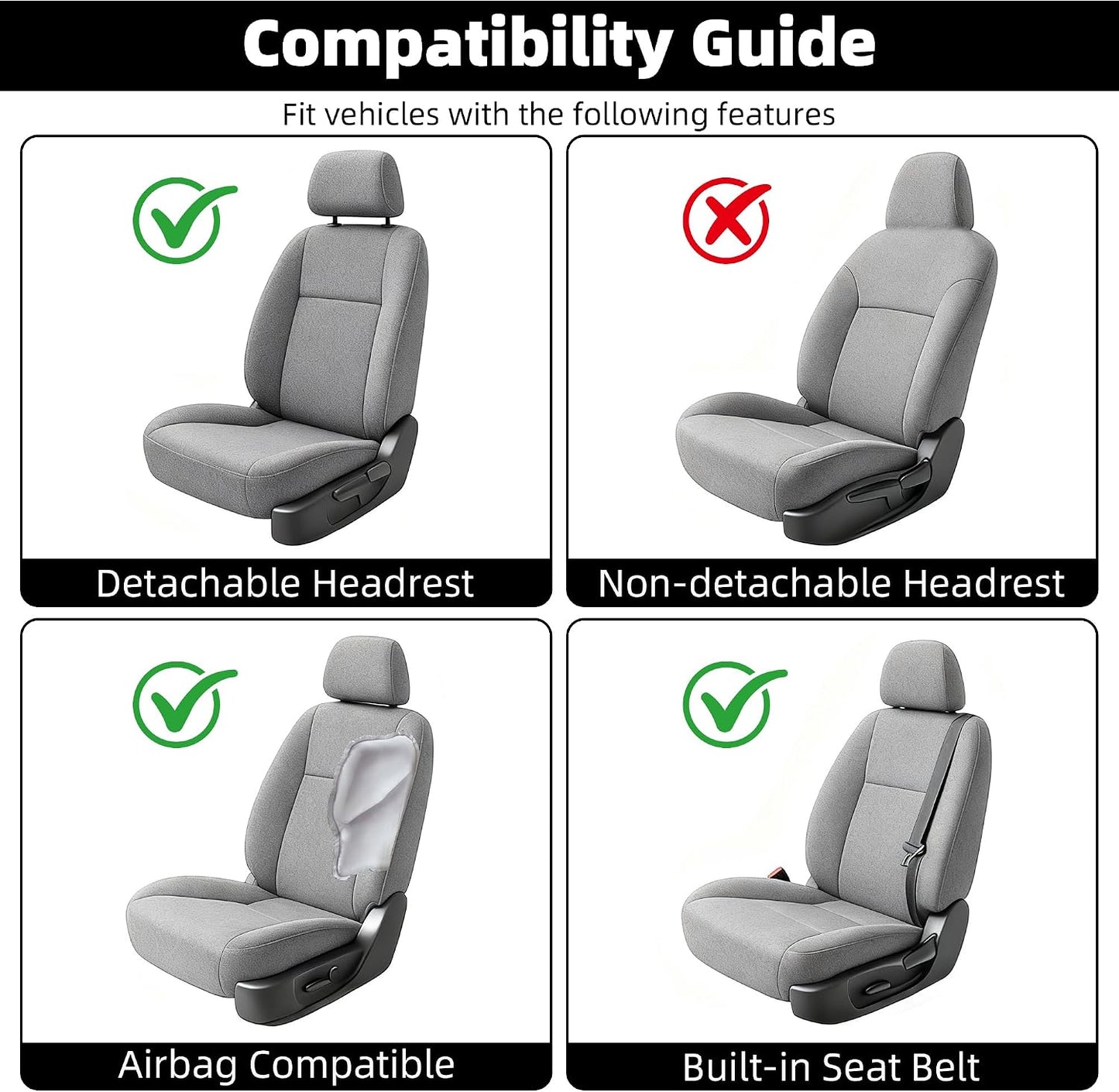 Linen Car Seat Covers Front Seat Covers - 2 PCS Durable & Non-Slip Breathable Cloth Fabric Car Seat Protector, Universal Fit for Most Automotive, Vans, SUVs, Trucks - Beige