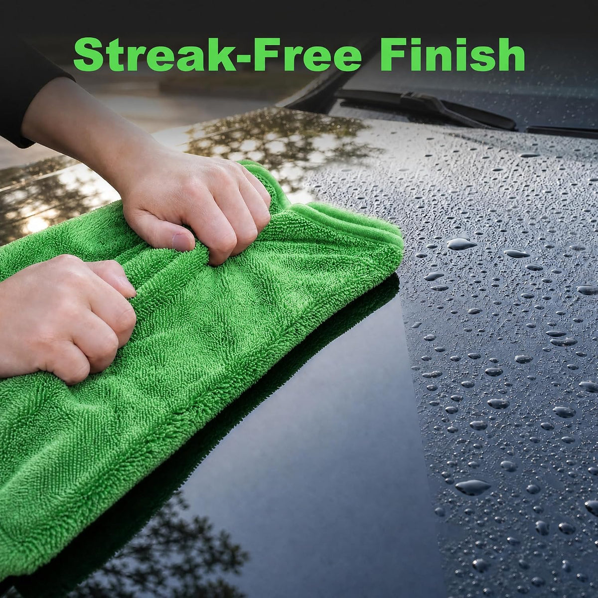 JOYMOOP Car Drying Towels,High-Density Microfiber Car Towel, Green