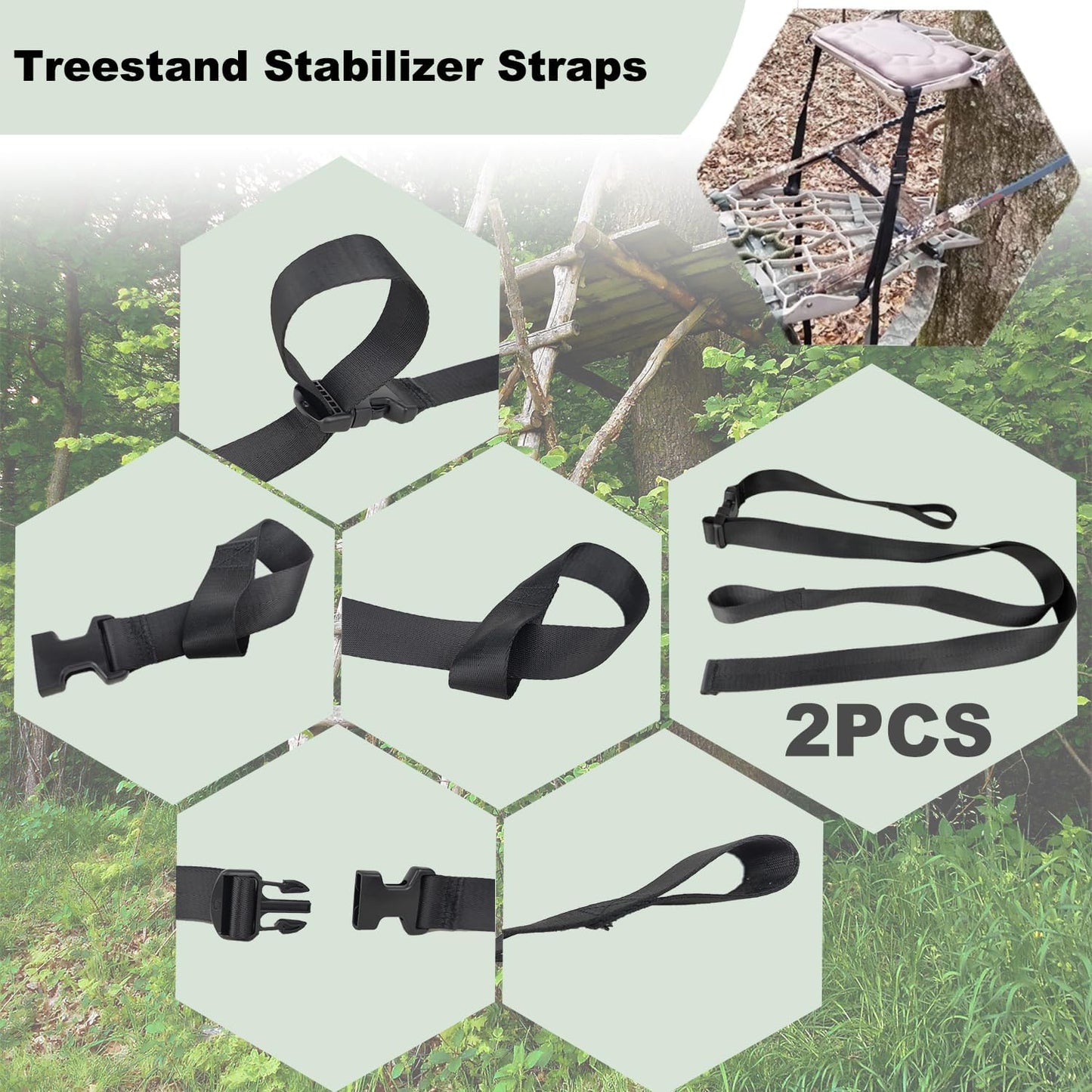 Tree Stand Backpack Straps and Utility Straps Deer Hunting Accessories Tree Stand Holding Climbing Transport System Hunting Backpack Treestand Carrying Stabilizer Strap Lightweight 4PCS