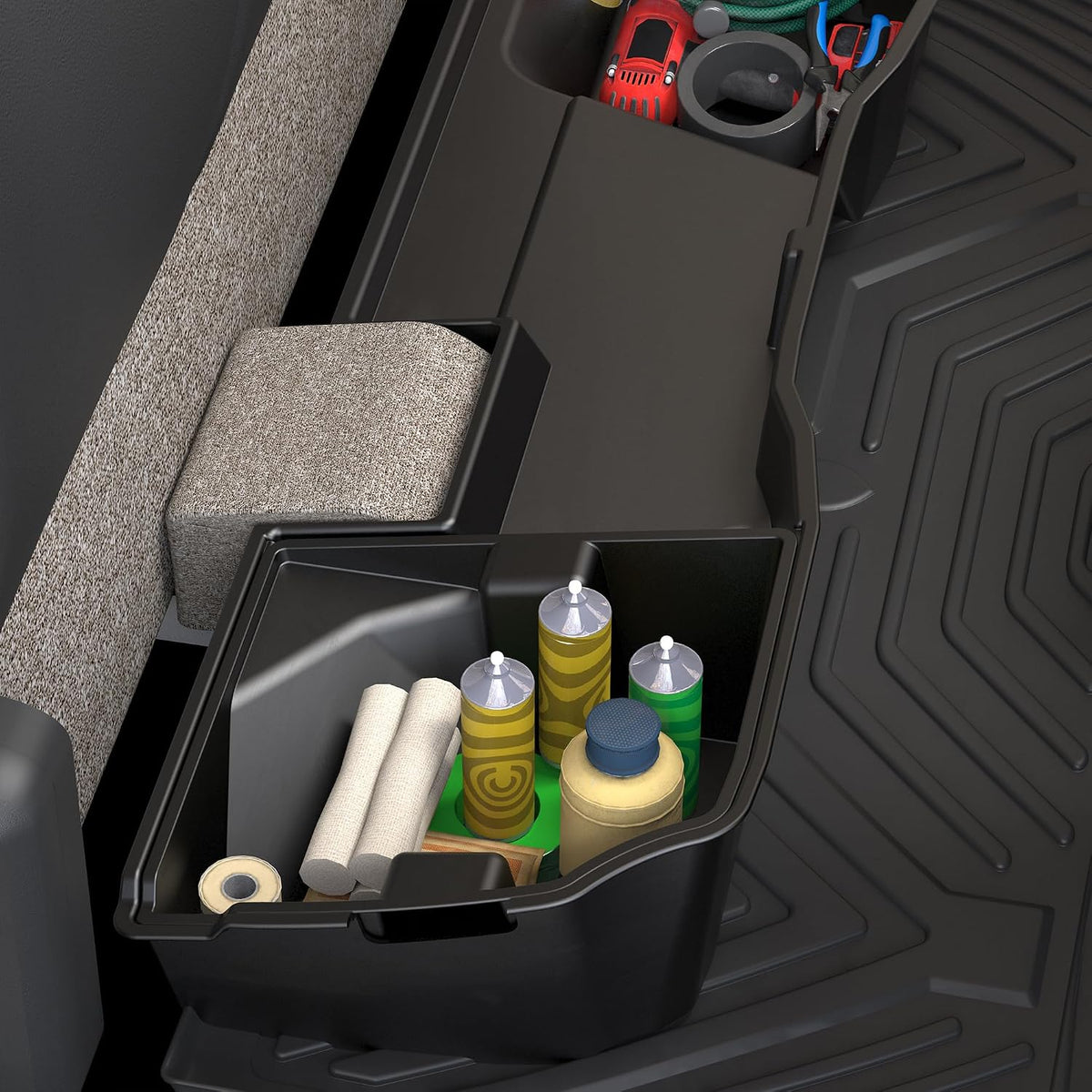 OEDRO Rear Under Seat Storage for 2014-2018 Chevy Silverado 1500 Double Cab