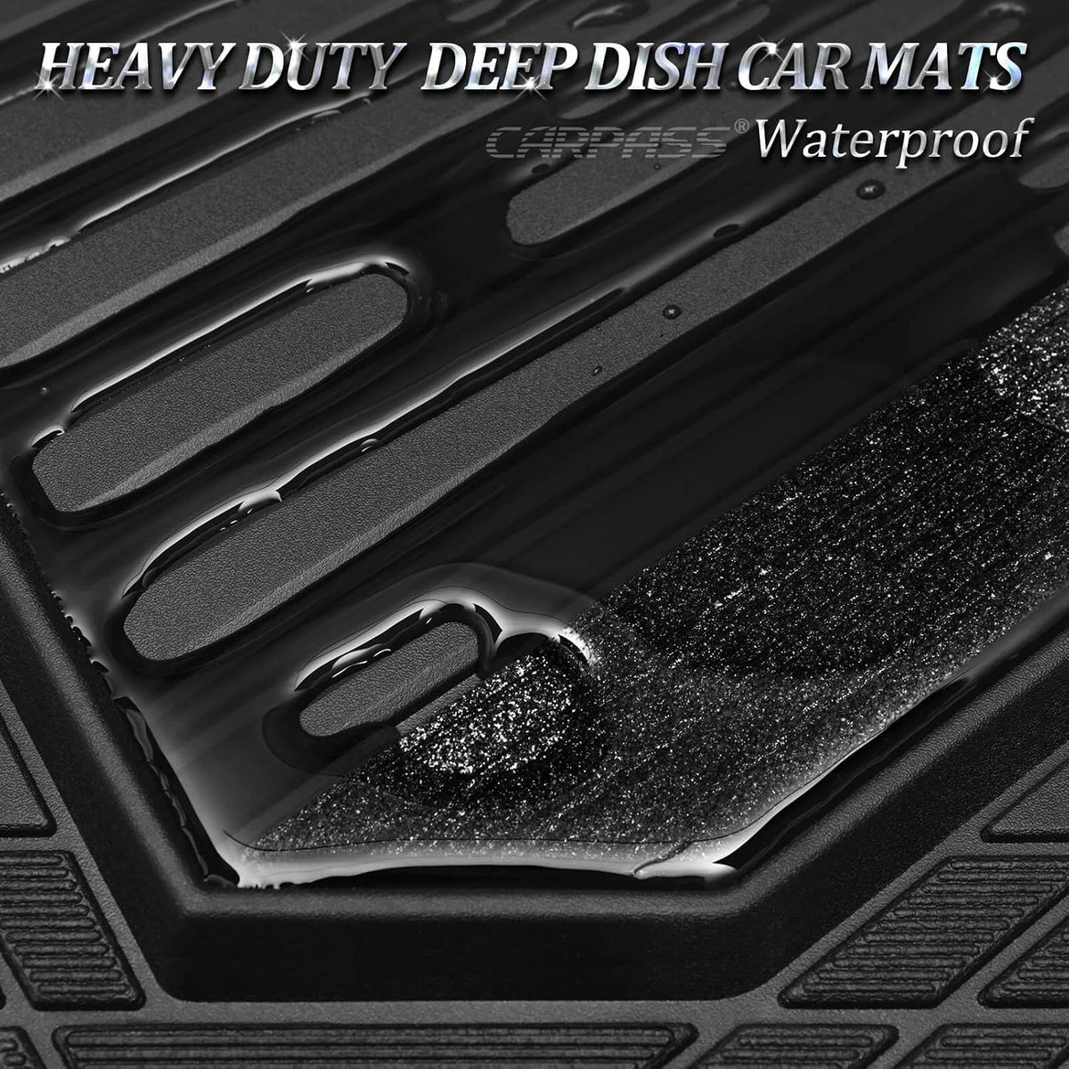 CAR PASS Bling Glitter Car Floor Mats Heavy Rubber Deep Water Proof, Black