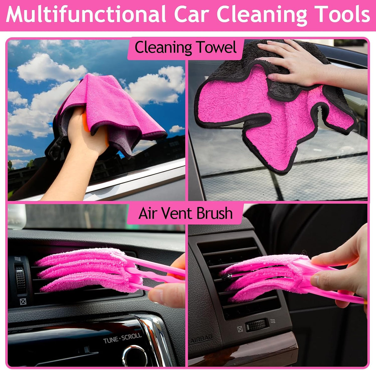 THINKWORK Car Detailing Kit Interior, Windshield Cleaner Tool, Dust Remover