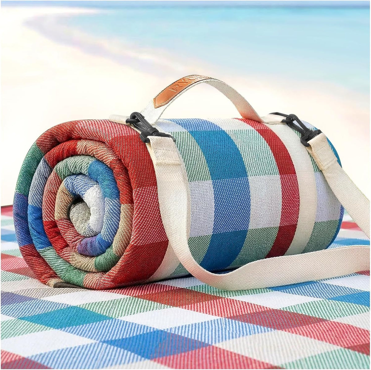 RYCHIC Waterproof Beach Blanket Picnic Outdoor Mat Extra Large Women Men Family Summer Vacation Essentials Lake Day Must Haves Travel Accessories Supplies Camp Gear Necessities Items Gadget Gift