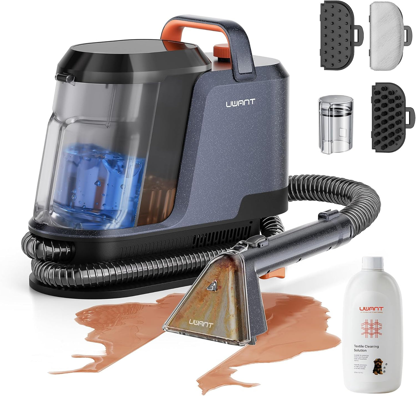 Uwant Carpet Cleaner Machine 18Kpa Portable Carpet Cleaner for Cars Couch, 2in1 Water Tank Upholstery Cleaner, Spot Cleaner with Cleaning Tools, 2.4 Liter Set of 1