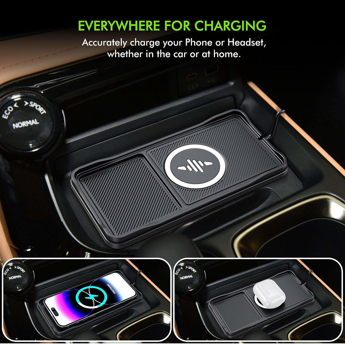 Wireless Car Charger Pad with 20W Car Adapter, 15W Fast Wireless Charging Pad for Car Dashboard Console, Non Slip Phone Charger Compatible with iPhone 17/16/15/14/13/12, Samsung Galaxy, AirPods
