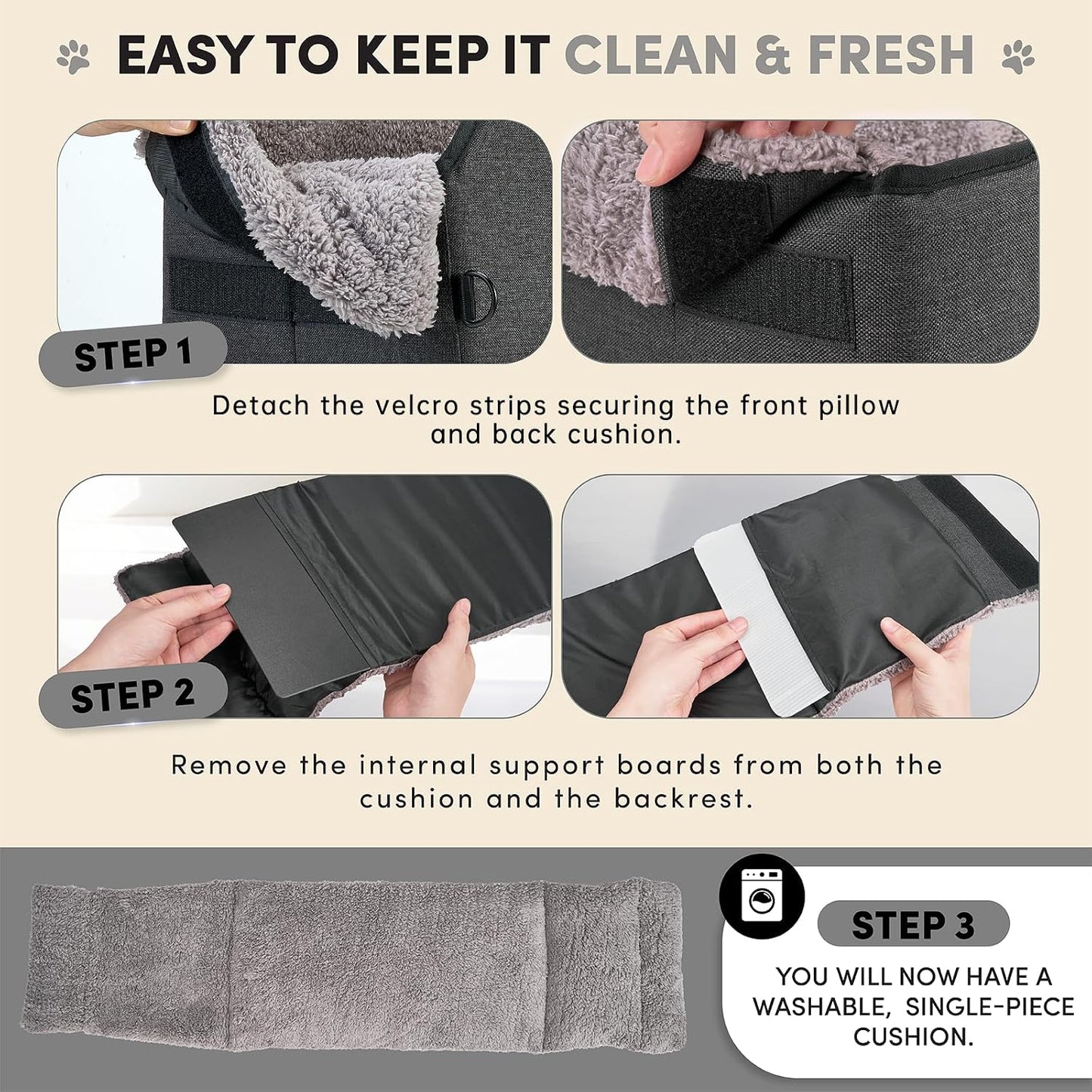 BurgeonNest Center Console Small Dog Car Seat - Portable Pet Cat Puppy Booster Armrest Carseat Up to 11lbs, Anti-Collapse Comfort Car Travel with Washable Fluffy Cushion and Pillow, Grey