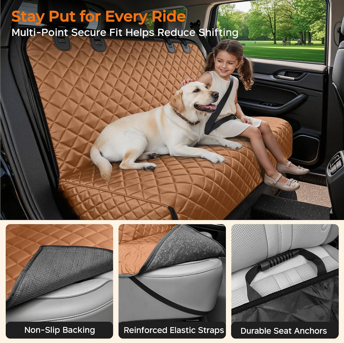 URPOWER Dog Car Seat Cover for Back Seat, Waterproof Car Seat Protector